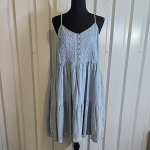 Levi's Womens Cora Light Blue Eyelet Lace Sundress Size Large Tiered Cottage